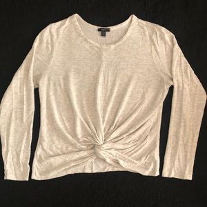 Cream Twist-Front Sweater